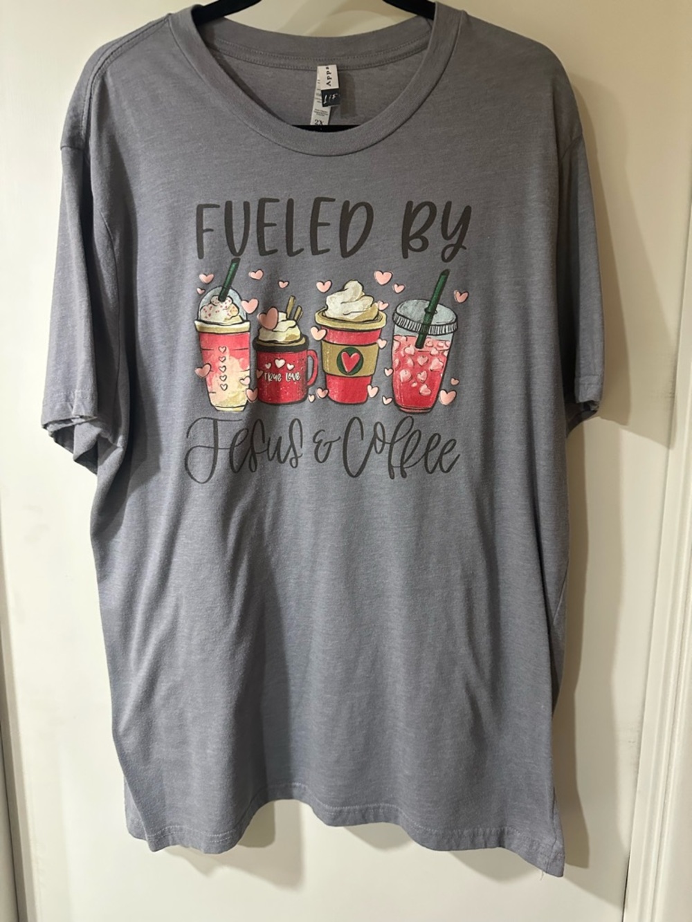 Women's 'Fueled by Jesus & Coffee' Graphic Tee - Gray